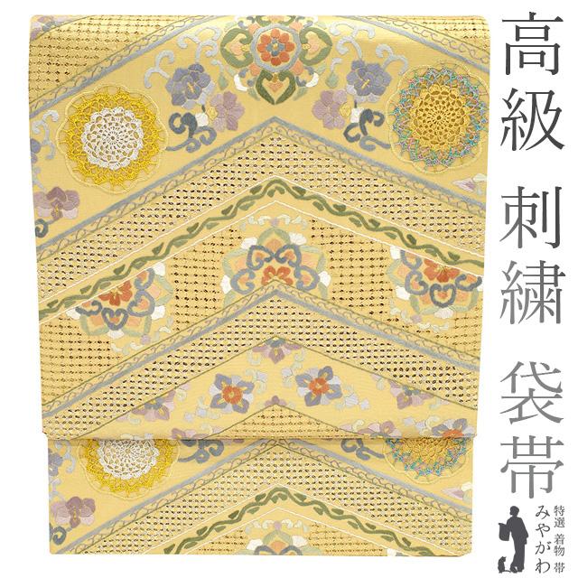袋帯 蘇州刺繍 汕頭刺繍 スワトウ 手刺繍 中国 高級 金箔地 金銀糸 