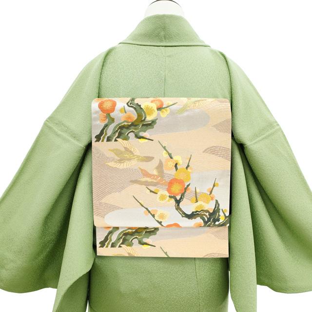 袋帯 加賀友禅作家 古田芳彩 人間国宝 木村雨山 画 加賀梅瑞鳥 袋帯 加賀友禅作家 古田芳彩 人間国宝 木村雨山 画 加賀梅瑞鳥