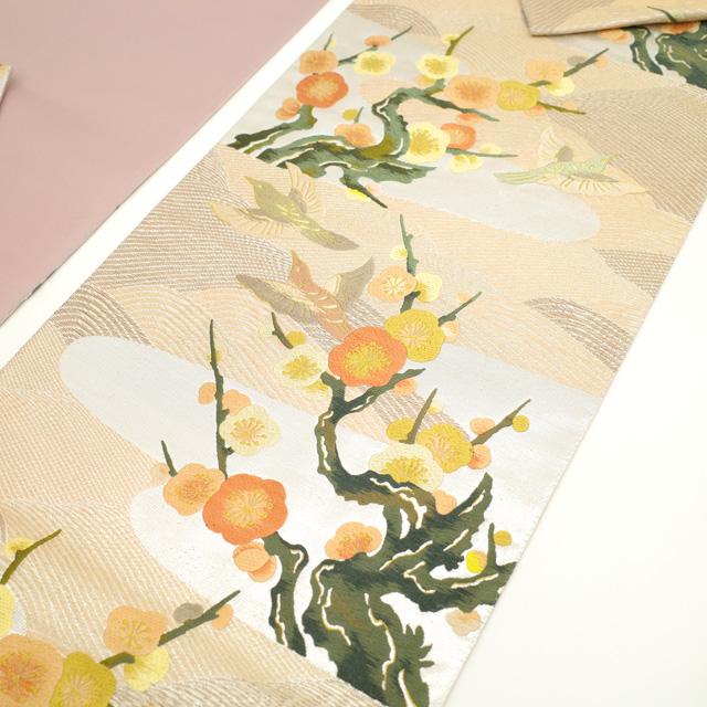 袋帯 加賀友禅作家 古田芳彩 人間国宝 木村雨山 画 加賀梅瑞鳥 袋帯 加賀友禅作家 古田芳彩 人間国宝 木村雨山 画 加賀梅瑞鳥