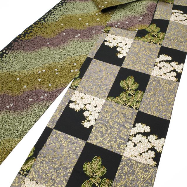 美品 西陣織 菊 松 笹 桜 梅 華々 正絹 袋帯 二重太鼓 作り帯 【公式通販】