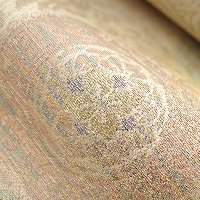 袋帯 京都 西陣 有栖川織物 正絹 軽量帯 三重織 ベージュ 華文 袋帯 京都 西陣 有栖川織物 正絹 軽量帯 三重織 ベージュ 華文