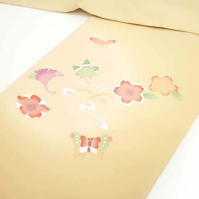名古屋帯 九寸 友禅作家 吉尾正峯 作家物 手描き友禅 黄ベージュ 名古屋帯 九寸 友禅作家 吉尾正峯 作家物 手描き友禅 黄ベージュ