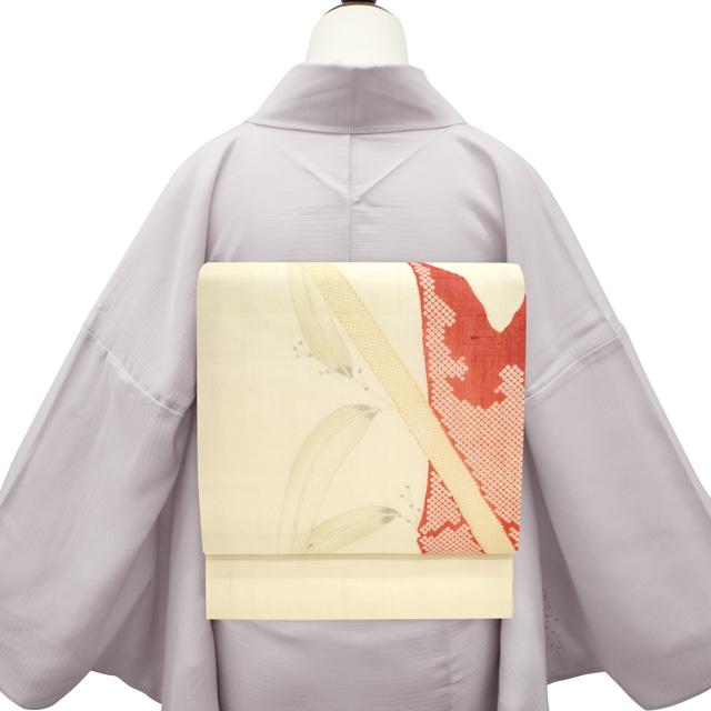 夏物 名古屋帯 九寸 京都 名門 多ち花 摺り友禅 紗紬 生紬 全通