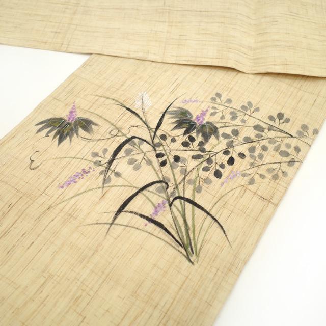 7174□夏帯本麻九寸名古屋帯瓢箪文作家物未使用