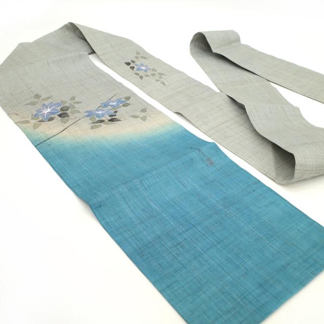夏物 名古屋帯 九寸 麻 本麻 リサイクル 作家物 桐山紫香 グレー 夏物 名古屋帯 九寸 麻 本麻 リサイクル 作家物 桐山紫香 グレー