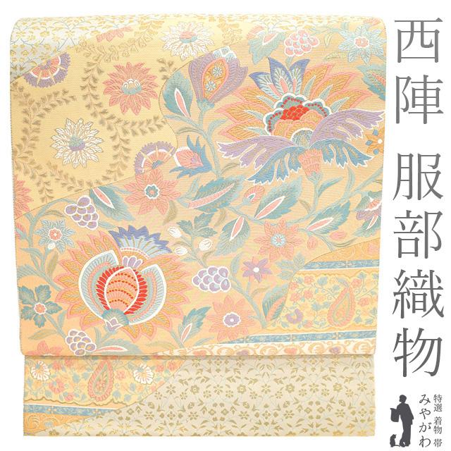 袋帯 京都 西陣 金糸 梅 桔梗 垣根 薄茶ベージュ 中古 kp1122 袋帯 京都 西陣 金糸 梅 桔梗 垣根 薄茶ベージュ 中古 kp1122の通販は