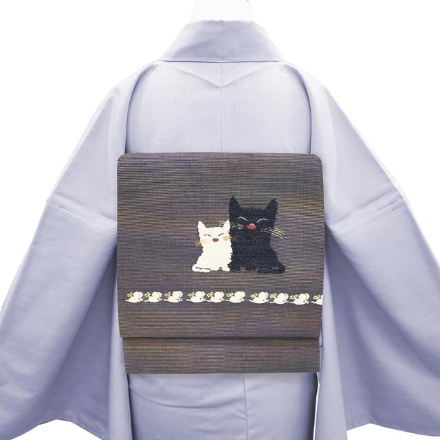 名古屋帯 未使用 しょうざん 京都 正絹 九寸 灰紫 グレー ぼかし 名古屋帯 未使用 しょうざん 京都 正絹 九寸 灰紫 グレー ぼかし
