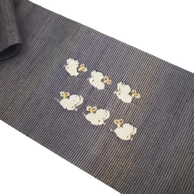 名古屋帯 未使用 しょうざん 京都 正絹 九寸 灰紫 グレー ぼかし 名古屋帯 未使用 しょうざん 京都 正絹 九寸 灰紫 グレー ぼかし