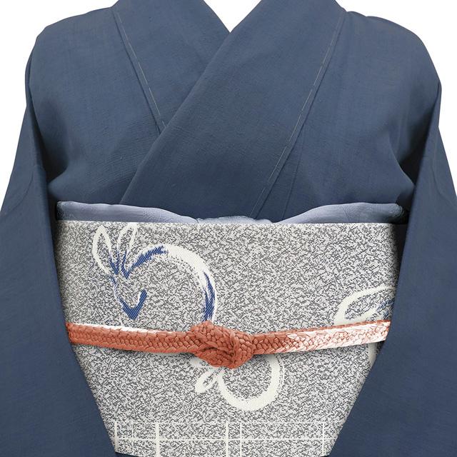 袋帯 未使用 正絹 京都 西陣 グレー うさぎ 兎 格子 おしゃれな