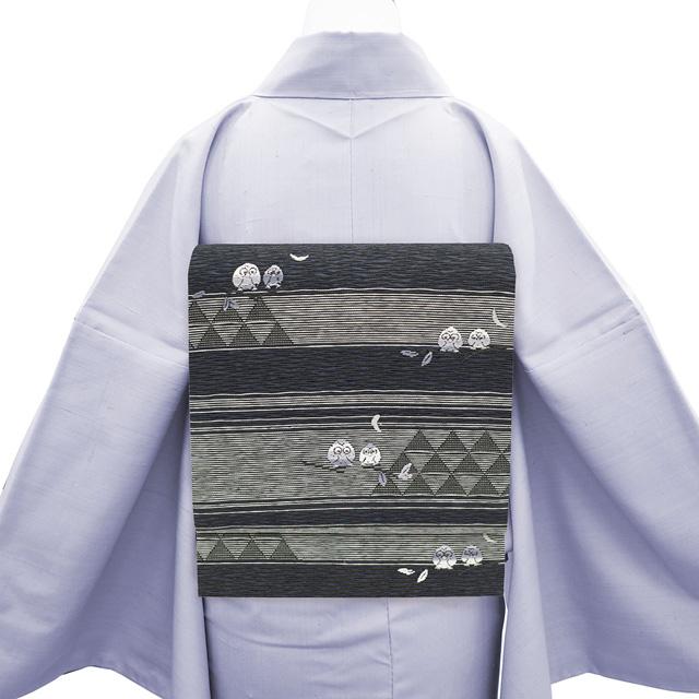 ⑥⑦④フクロウ 月 京袋帯 未使用品 ⑥⑦④フクロウ 月 京袋帯 未使用品 袋帯 京都 西陣 正絹 変わり