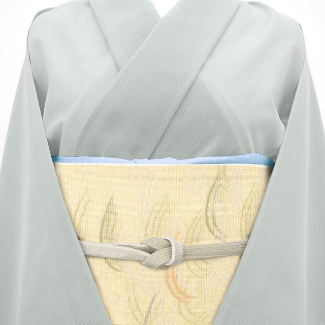 夏物 名古屋帯 リサイクル 絽 唐織 正絹 九寸 京都 西陣 金糸 クリーム