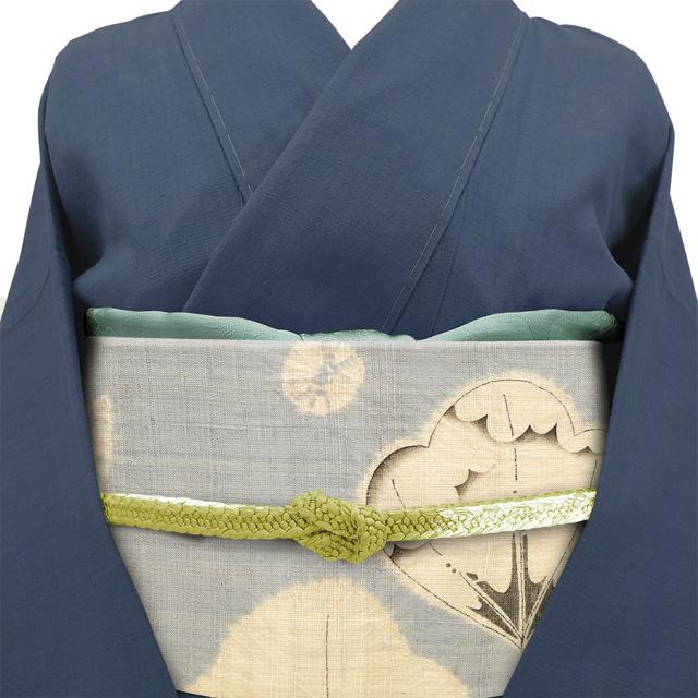名古屋帯 正絹 未使用 九寸 京都 しょうざん 生紬 薄ブルーグレー