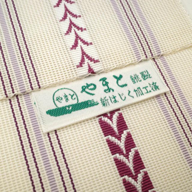 夏物 本場筑前博多織 名古屋帯 全通 リサイクル 紗 正絹 八寸 博多織 オフホワイト 燕 柳 カジュアル 中古 仕立て上がり みやがわ sb55399_7