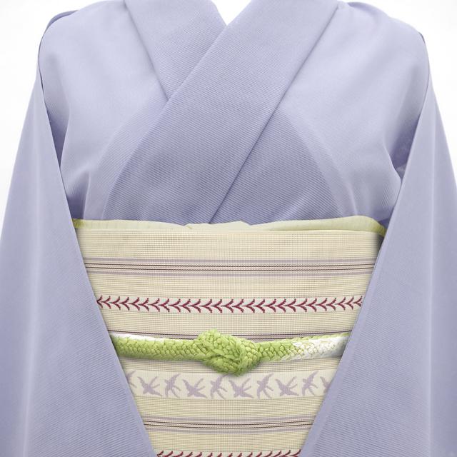 夏物 本場筑前博多織 名古屋帯 全通 リサイクル 紗 正絹 八寸 博多織 オフホワイト 燕 柳 カジュアル 中古 仕立て上がり みやがわ sb55399_9