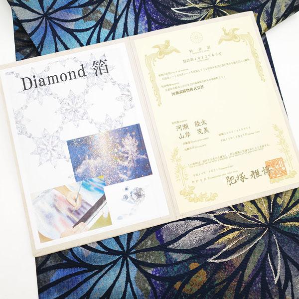 袋帯 西陣 河瀬満織物 ラピスダイヤ引箔 Daiamond箔 金銀糸 ネイビー 