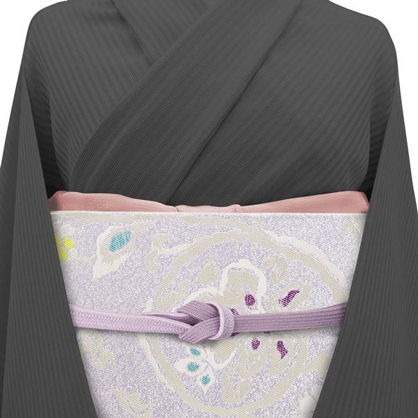 30%OFFで￥38280→26796 袋帯 西陣 帯匠山下 銀糸 パープル 花唐草 