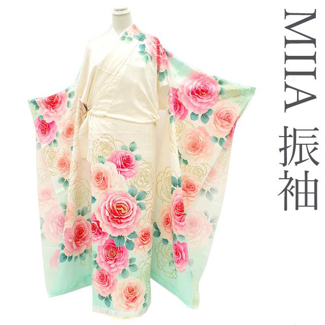 半額／で￥99000→49500 振袖 未仕立て MIIA ミーア 丸紅 ブランド 白 