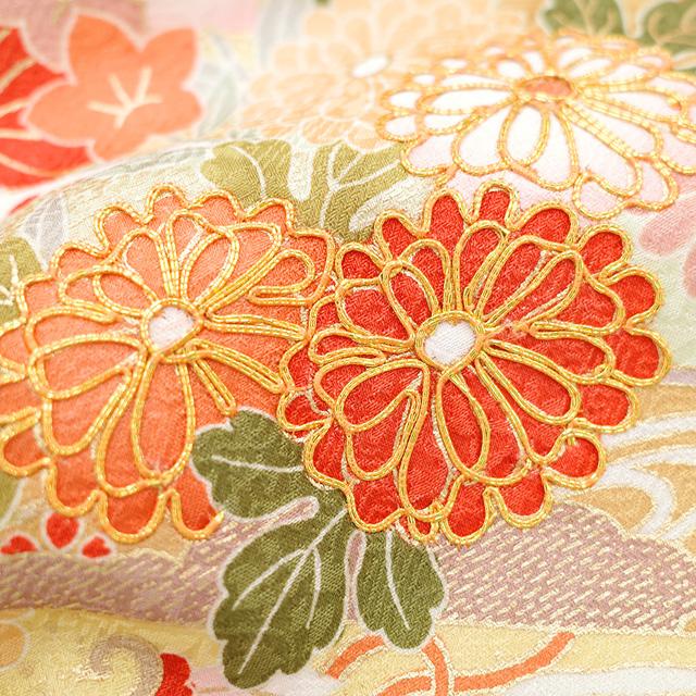 訪問着 袷 着物 金駒刺繍 金彩加工 水色 藍白色 四季の花 古典柄 訪問着 袷 着物 金駒刺繍 金彩加工 水色 藍白色 四季の花 古典柄