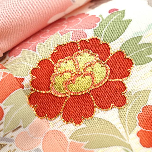 千總 訪問着 袷 着物 創業460年 正絹 金駒刺繍 金彩加工 ピンク 