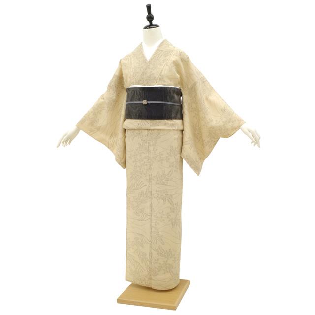 夏物 本場大島紬 単衣 着物 夏大島 東郷織物 ベージュ 草花 新古 夏物 本場大島紬 単衣 着物 夏大島 東郷織物 ベージュ 草花 新古