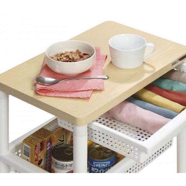 キッチンワゴン キャスター付き 3段 引出し付き ウッドテーブルワゴン