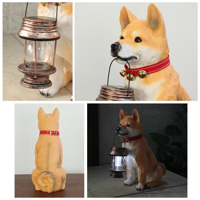 置物 玄関 柴犬ポチ ソーラーライト ガーデンライト 玄関灯 動物