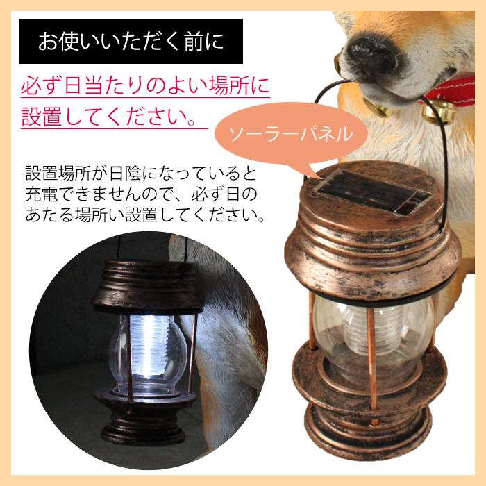置物 玄関 柴犬ポチ ソーラーライト ガーデンライト 玄関灯 動物