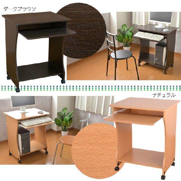 ミヤグチ企販 木目調パソコンデスク 幅60 PCデスク 机 木製 キャスター