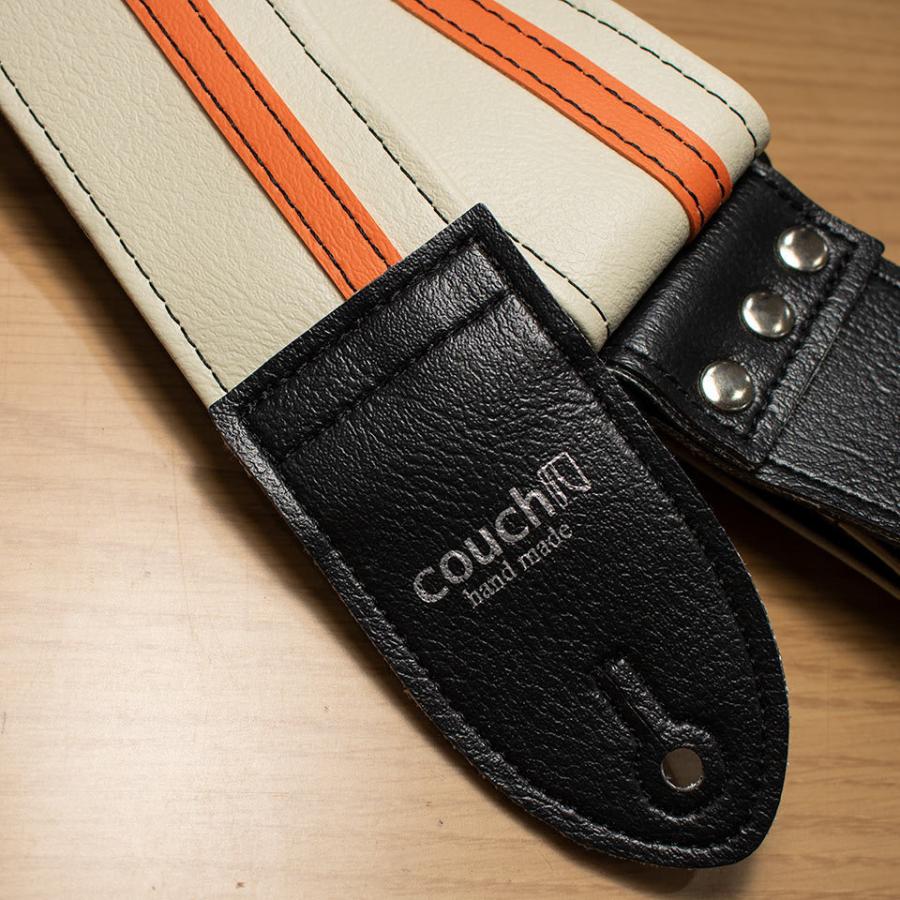 Couch Guitar Straps/Vinyl Racer X Guitar Strap White with Orange llp