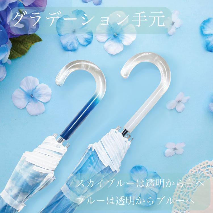 長傘 レディース ソフトビニール傘 60cm ブルー スカイ 空 【ジャンプ