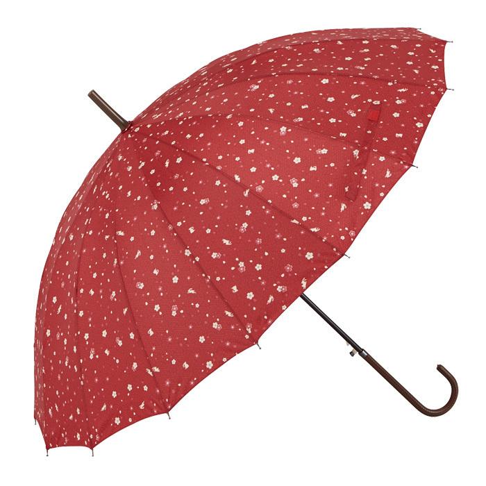 長傘 16本骨 55cm ジャンプ 和柄 兎桜柄(UV加工なし） : 傘 MIYAJIMA