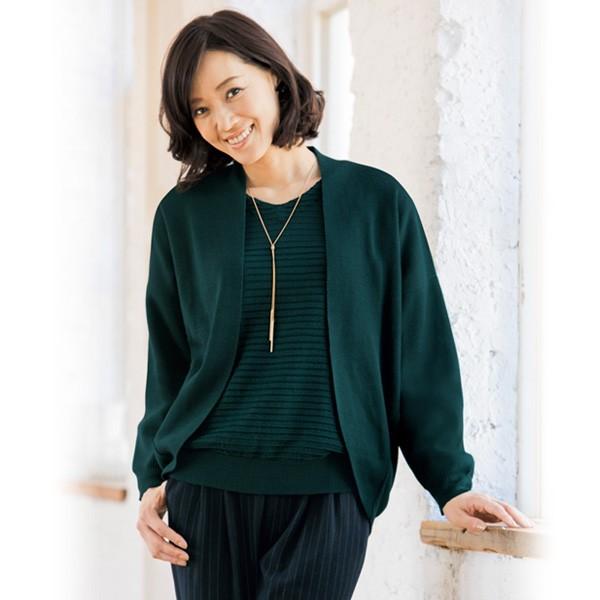 アンサンブル トップス レディース 春 秋冬 ネックレス付ニットアンサンブル 40代 婦人 60代 ミセスファッション 服 70代 50代 シニア ファッション リアル