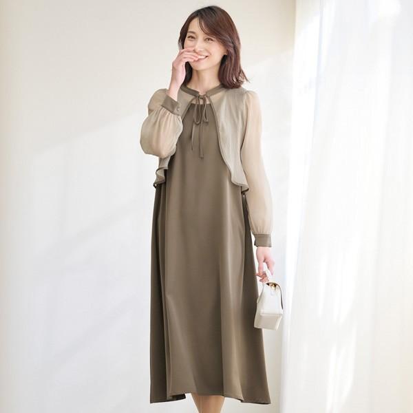 ワンピース きれいめ おしゃれ 春夏 ミセス シニア ファッション 40代 50代 60代 70代 ボレロ＆ワンピースセットの画像