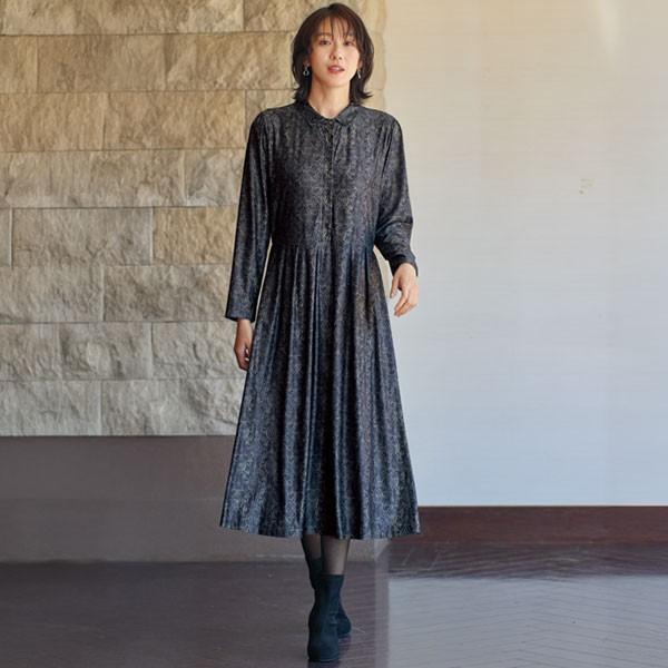ワンピース きれいめ おしゃれ 秋冬 ミセス シニア ファッション 40代