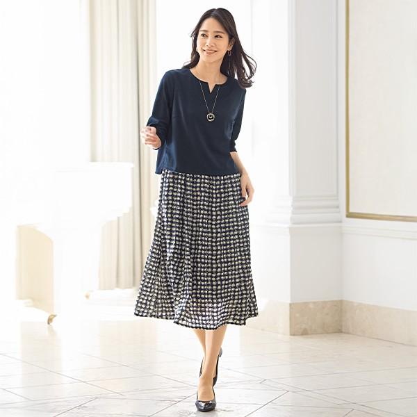 ワンピース きれいめ おしゃれ 春夏 ミセス シニア ファッション 40代