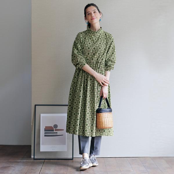 ワンピース きれいめ おしゃれ 秋冬 ミセス シニア ファッション 40代