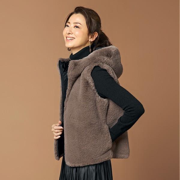 ベスト トップス レディース 秋 冬 フード付ファー ベスト 50代 60代 70代 80代 ミセス シニア ファッション 服 百貨店販売商品 京都通販 ミセスのファッション館 通販 Yahoo ショッピング