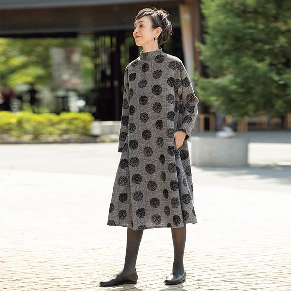 メーカー包装済 ワンピース レディース 春 秋冬 フロッキー花柄 グレンチェックワンピース 50代 60代 70代 80代 ミセスファッション 服 格安 Abmicse Org