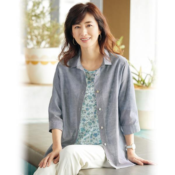 ブラウス ジャケット レディース 春夏 綿シルクブラウスジャケット 50代 60代 70代 80代 ミセスファッション シニアファッション 服 京都通販 ミセスのファッション館 通販 Yahoo ショッピング