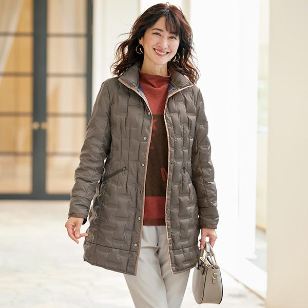 ダウンジャケット ダウンコート 秋冬 はっ水リバーシブルダウンコート ブラック アウター ダウンコート ダウンジャケット 黒 レディース 婦人服 ミセス シニア 女性 シニアファッション 50代 60代 70代 80代 母の日 お母さん シンプル 上品　fuji　p24011 コート アウター レディース おしゃれ ミセス シニア ファッション 50