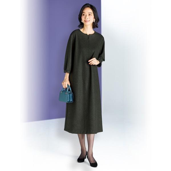 日本製 ワンピース レディース 圧縮ジャージー素材キーネックワンピース 大きいサイズ 50代 60代 70代 80代 ミセス シニア ファッション 百貨店販売商品 京都通販 ミセスのファッション館 通販 Yahoo ショッピング