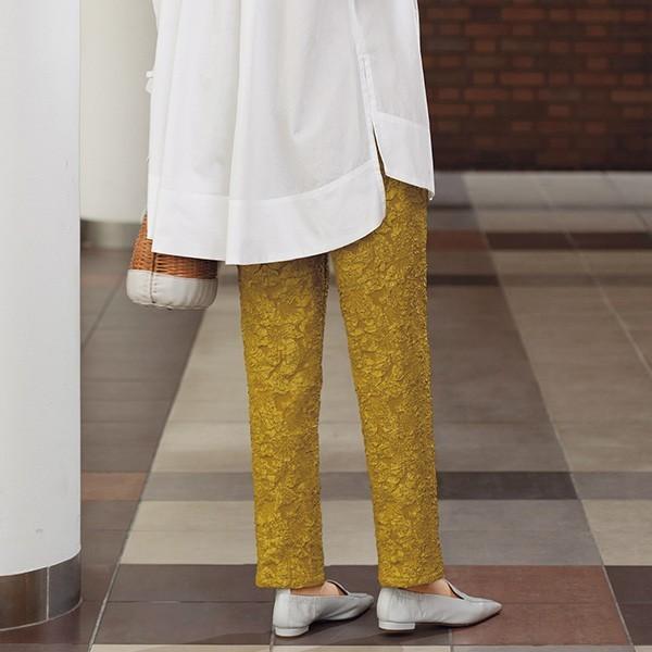 おしゃれ ボトム レディース ジャカードテーパードパンツ 50代 60代 70代 80代 ミセス シニア ファッション 母の日 敬老の日 ギフト 実用的 京都通販 ミセスのファッション館 通販 Yahoo ショッピング