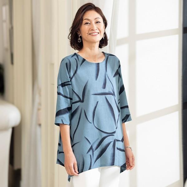22年最新海外 おしゃれ チュニック レディース 春夏 麻混チュニック 50代 60代 70代 80代 ミセス シニア ファッション 服 母の日 ギフト 実用的 Gestoci Ci