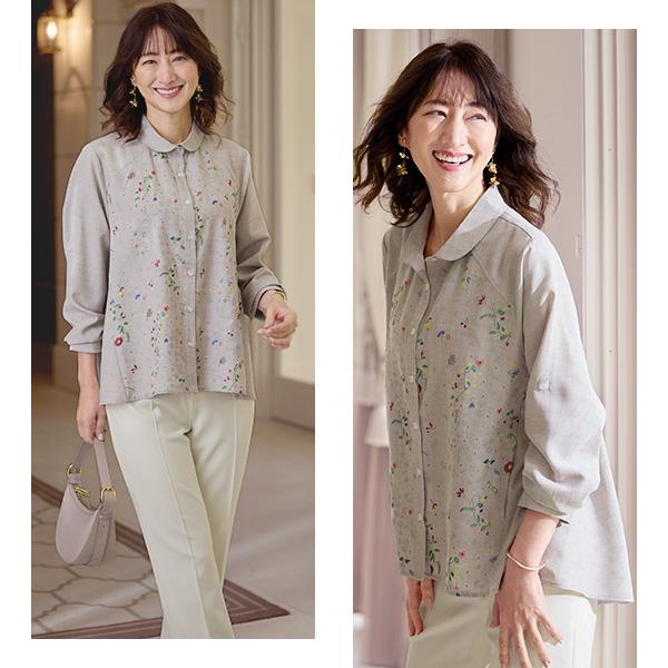 1点物 アンティーク生地ブラウス CINDY / アシンメトリーブラウス （シャツ・ブラウス）｜BEIGE