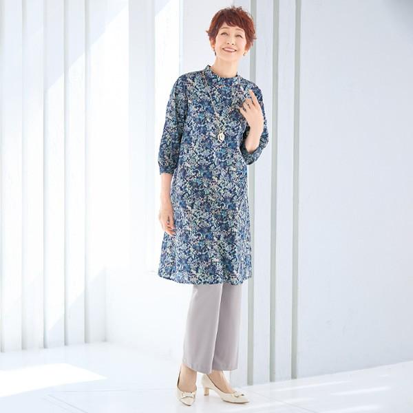 R&D.M.Co. イラストプリント ロングチュニック チュニック 大人可愛い おしゃれ ミセス シニア ファッション 50代 60