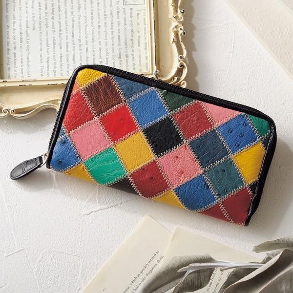 財布 レディース オーストリッチ パッチワーク長財布 40代 50代 60代 70代 ミセスファッション シニアファッション 服 京都通販 ミセスのファッション館 通販 Yahoo ショッピング