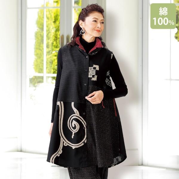 アウトレット 送料無料 レディース トップス チュニック Aライン ゆったり おしゃれ 和 プリント 絣 綿100 服 シニアファッション ミセスファッション 70代 60代 50代 40代 雪ん子絣プリントシャーリングネックチュニック ワンピース チュニック Www