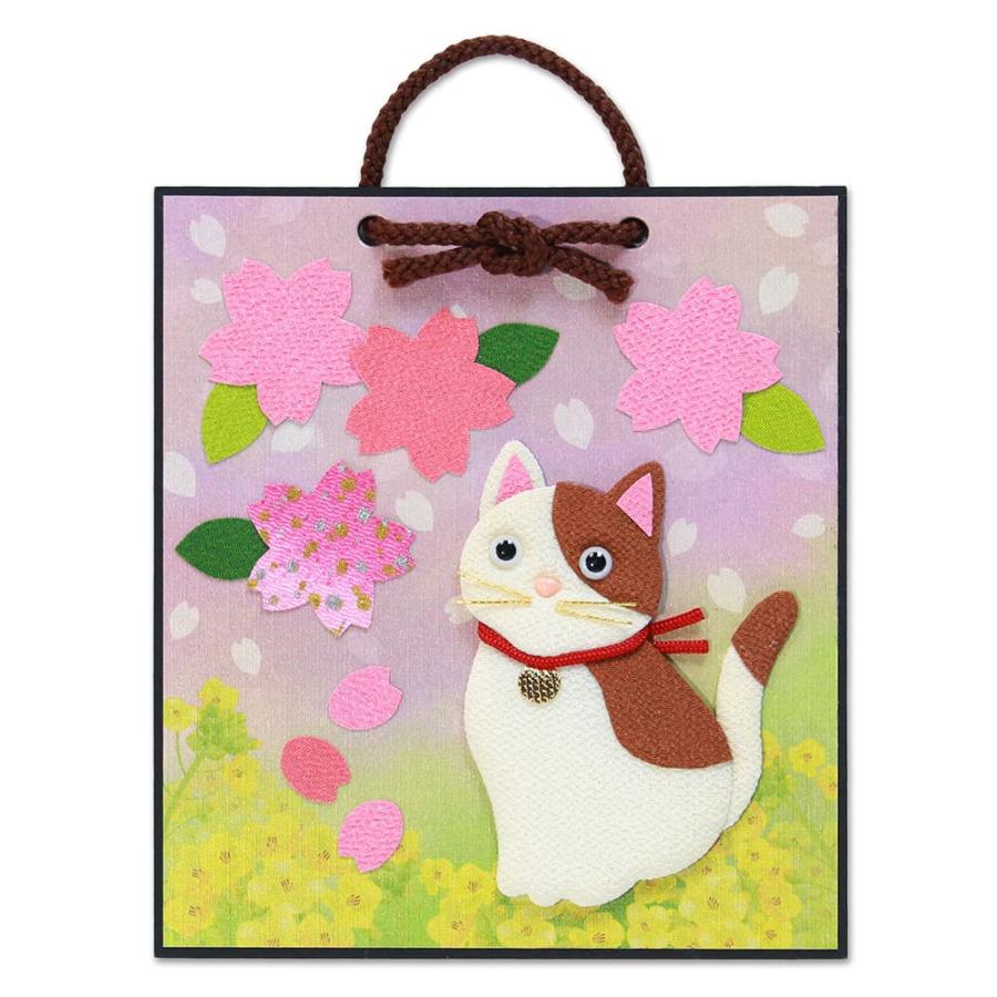 押し絵かべ飾りキット 桜とねこ 桜 さくら サクラ ねこ 猫 高齢者