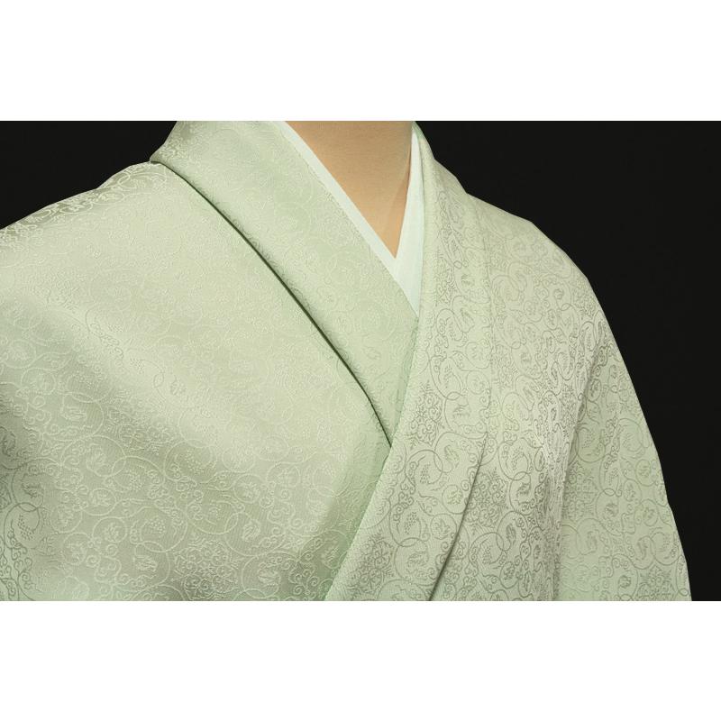 色無地 紋意匠 正倉院葡萄唐草文 オパールグリーン : 色無地着物専門 