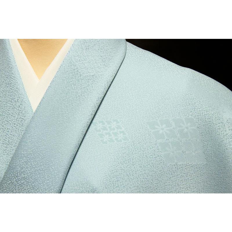 色無地　紋意匠　花菱文　みずはなだの画像